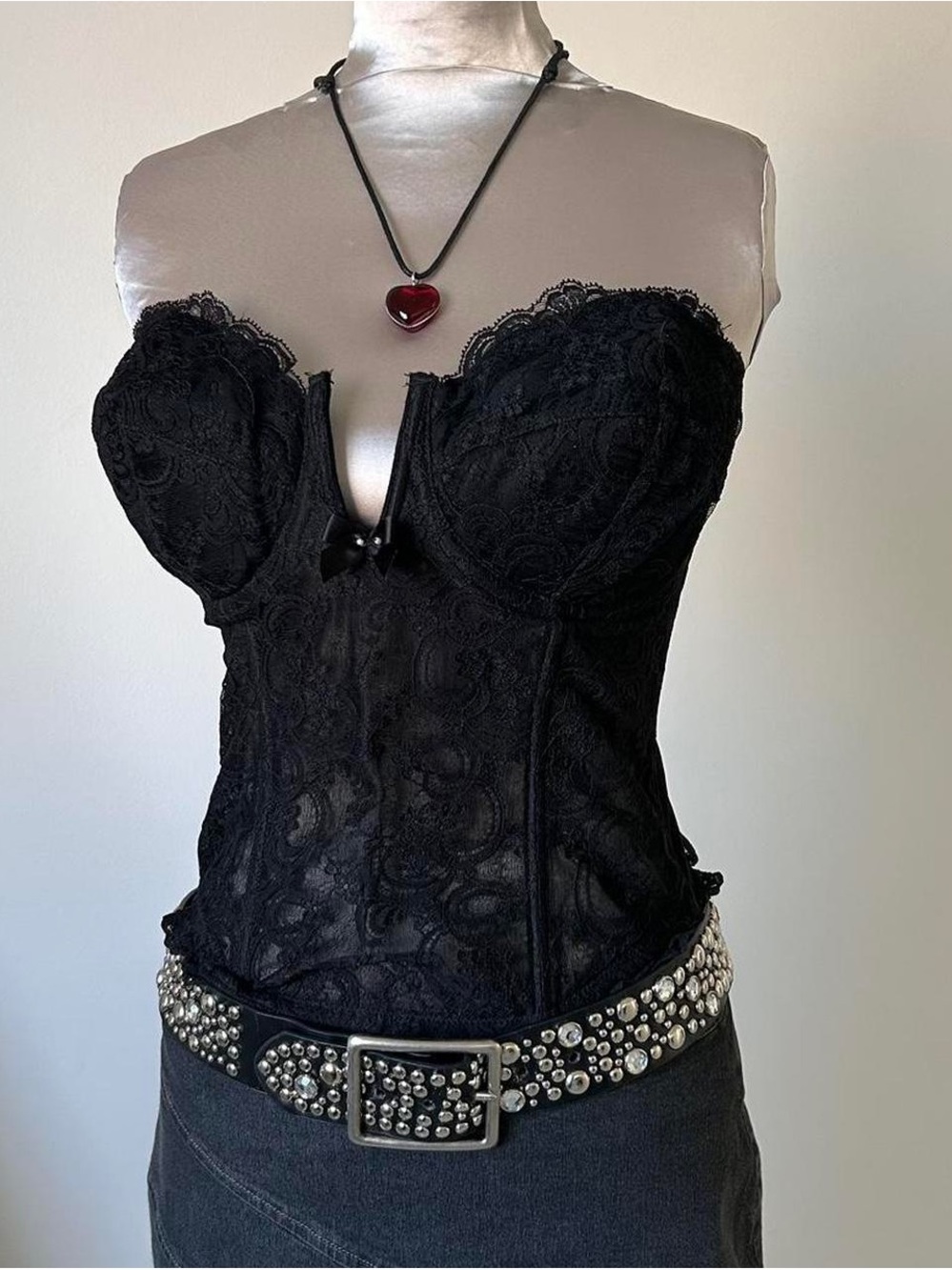 Lady Marlene Black Lace Bustier Top